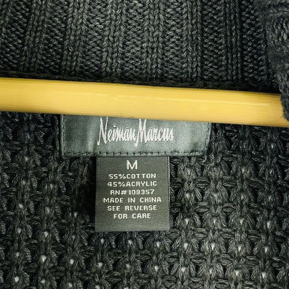 Neiman Marcus Brown Grey Chunky Knit Oversize Shawl Drape Sweater Womens Medium - Picture 6 of 6